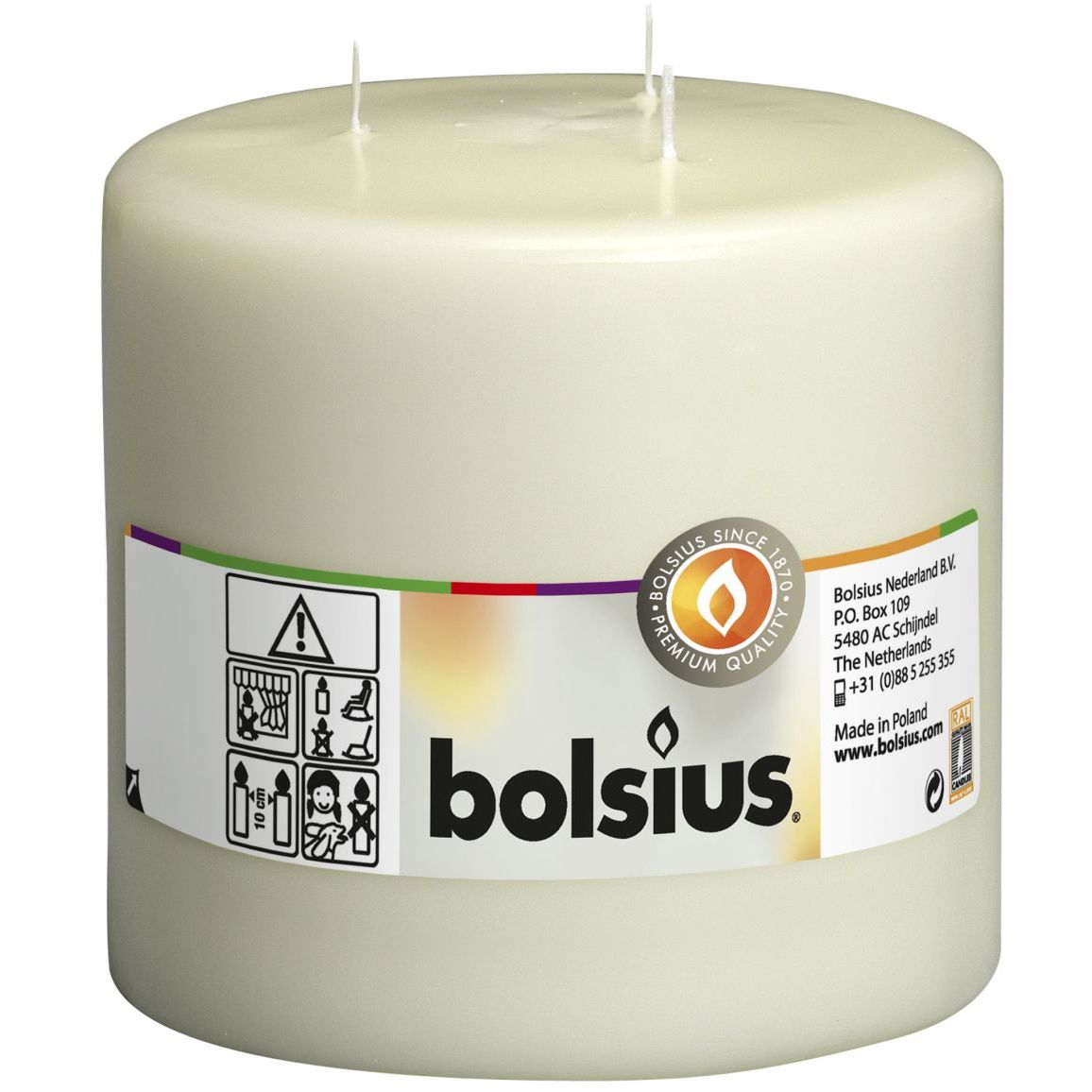  Bolsius Stompkaars Mammoet 15x15 Cm Ivoor
